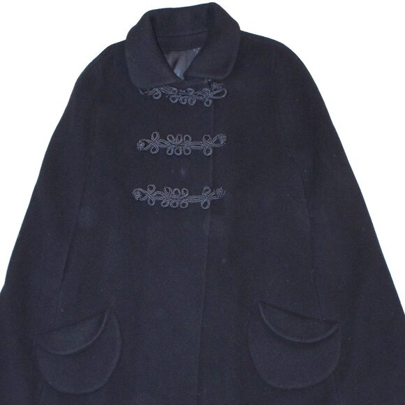 Rare Vintage Fairbrooke Wool Black Cloak Cape Coat Long Swing Style - Picture 11 of 12